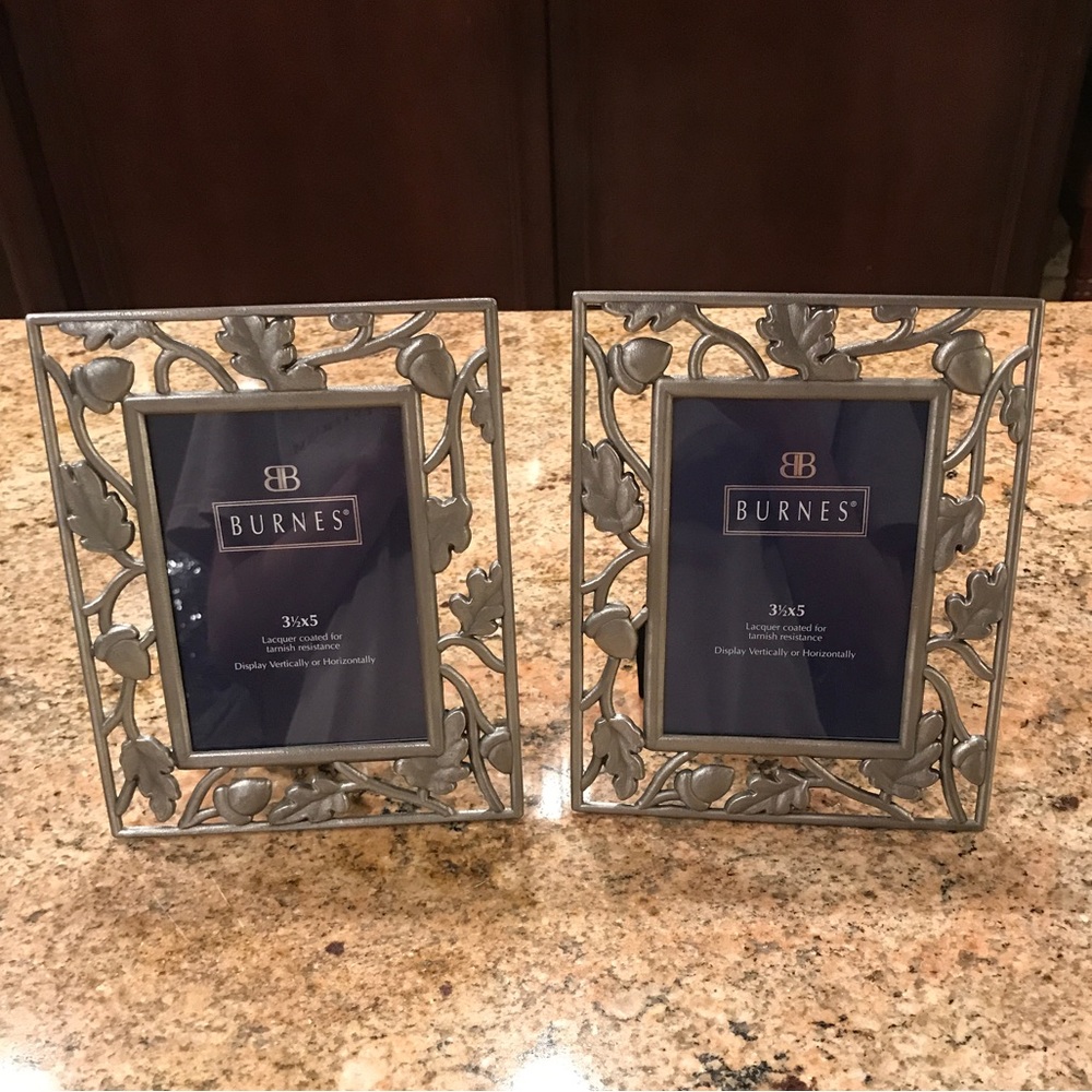 2 Burnes Pewter Picture Frames 3.5 x 5